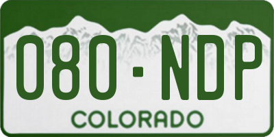 CO license plate 080NDP