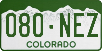 CO license plate 080NEZ
