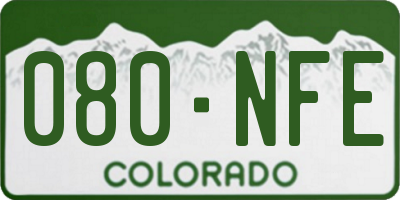 CO license plate 080NFE