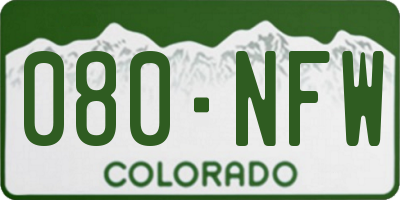 CO license plate 080NFW