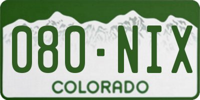 CO license plate 080NIX