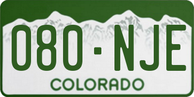 CO license plate 080NJE