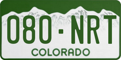 CO license plate 080NRT