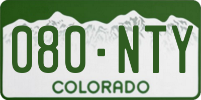 CO license plate 080NTY