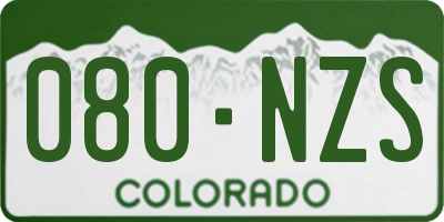 CO license plate 080NZS