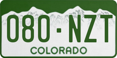 CO license plate 080NZT
