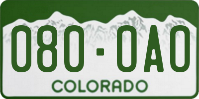 CO license plate 080OAO