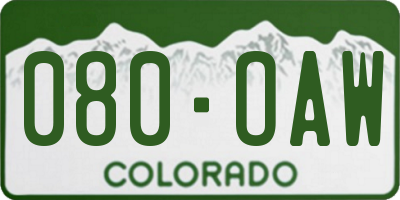 CO license plate 080OAW