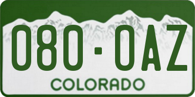 CO license plate 080OAZ