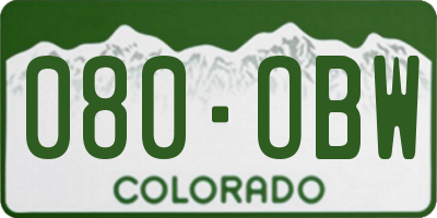 CO license plate 080OBW