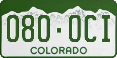 CO license plate 080OCI