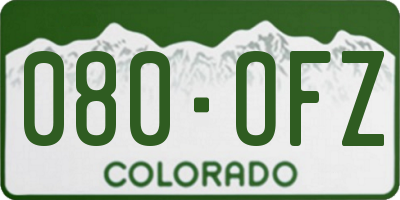 CO license plate 080OFZ