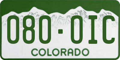 CO license plate 080OIC