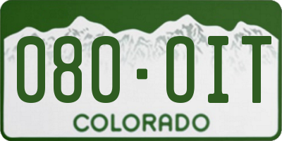 CO license plate 080OIT