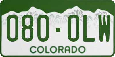 CO license plate 080OLW