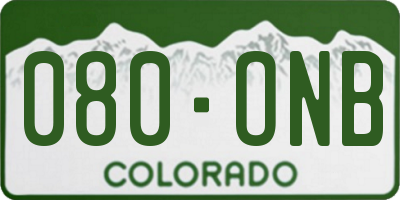 CO license plate 080ONB