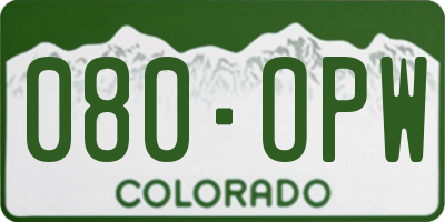 CO license plate 080OPW