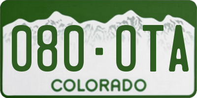 CO license plate 080OTA