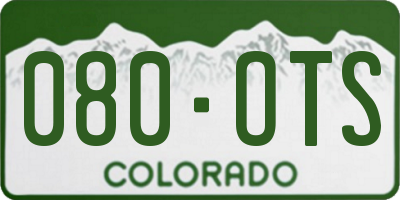 CO license plate 080OTS