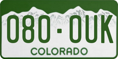 CO license plate 080OUK