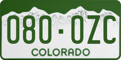 CO license plate 080OZC