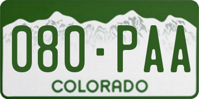 CO license plate 080PAA