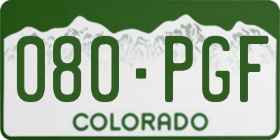 CO license plate 080PGF