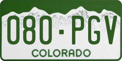 CO license plate 080PGV
