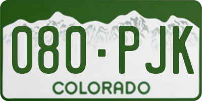CO license plate 080PJK