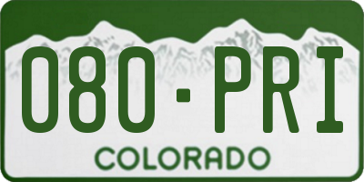 CO license plate 080PRI