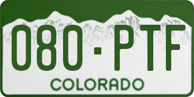 CO license plate 080PTF