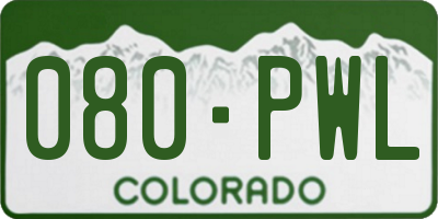 CO license plate 080PWL