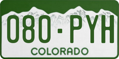 CO license plate 080PYH