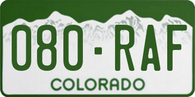 CO license plate 080RAF