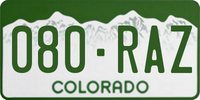CO license plate 080RAZ