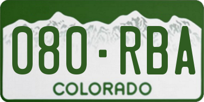 CO license plate 080RBA