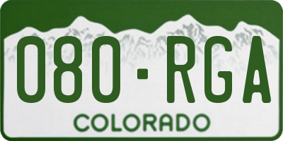 CO license plate 080RGA