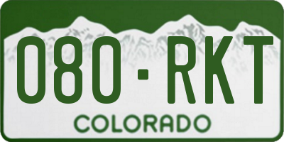CO license plate 080RKT