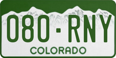 CO license plate 080RNY