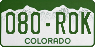 CO license plate 080ROK