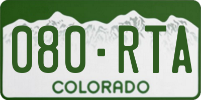 CO license plate 080RTA