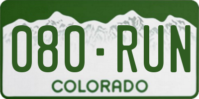CO license plate 080RUN