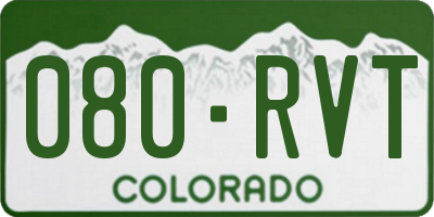 CO license plate 080RVT