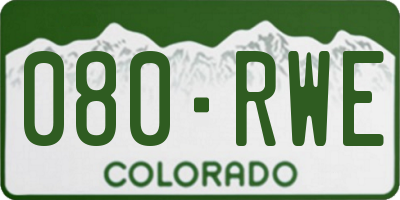 CO license plate 080RWE