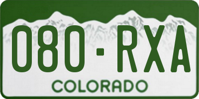 CO license plate 080RXA
