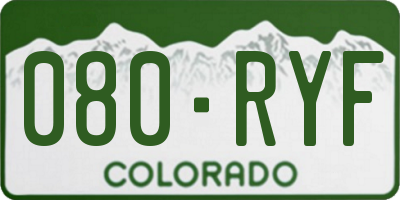 CO license plate 080RYF