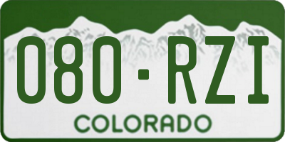 CO license plate 080RZI