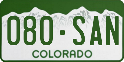 CO license plate 080SAN