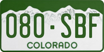 CO license plate 080SBF