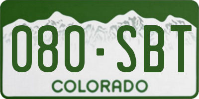 CO license plate 080SBT